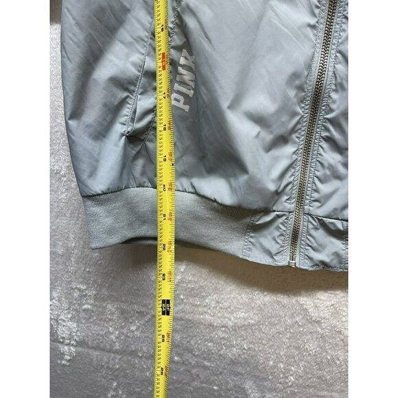 Pink Victoria Secret Light Gray Zip Up Jacket Windbreaker Light Weight Womens S - Picture 9 of 10